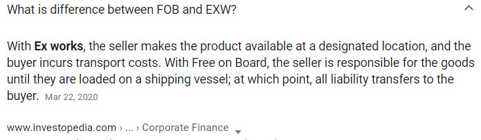 EXW seller makes product available at a location