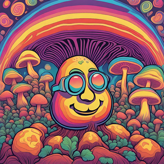 Psychedelic AI potato mushroom